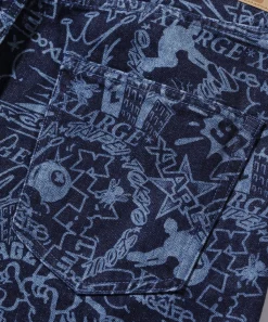 DISCHARGE PRINT DENIM PANTS