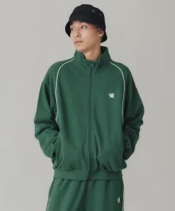 EMBROIDERED LOGO PIPING ZIP UP SWEATSHIRT