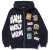 MULTI LOGO ZIP UP HOODED SWEATSHIRT