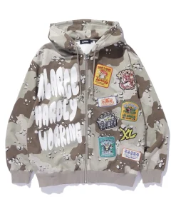 MULTI LOGO ZIP UP HOODED SWEATSHIRT