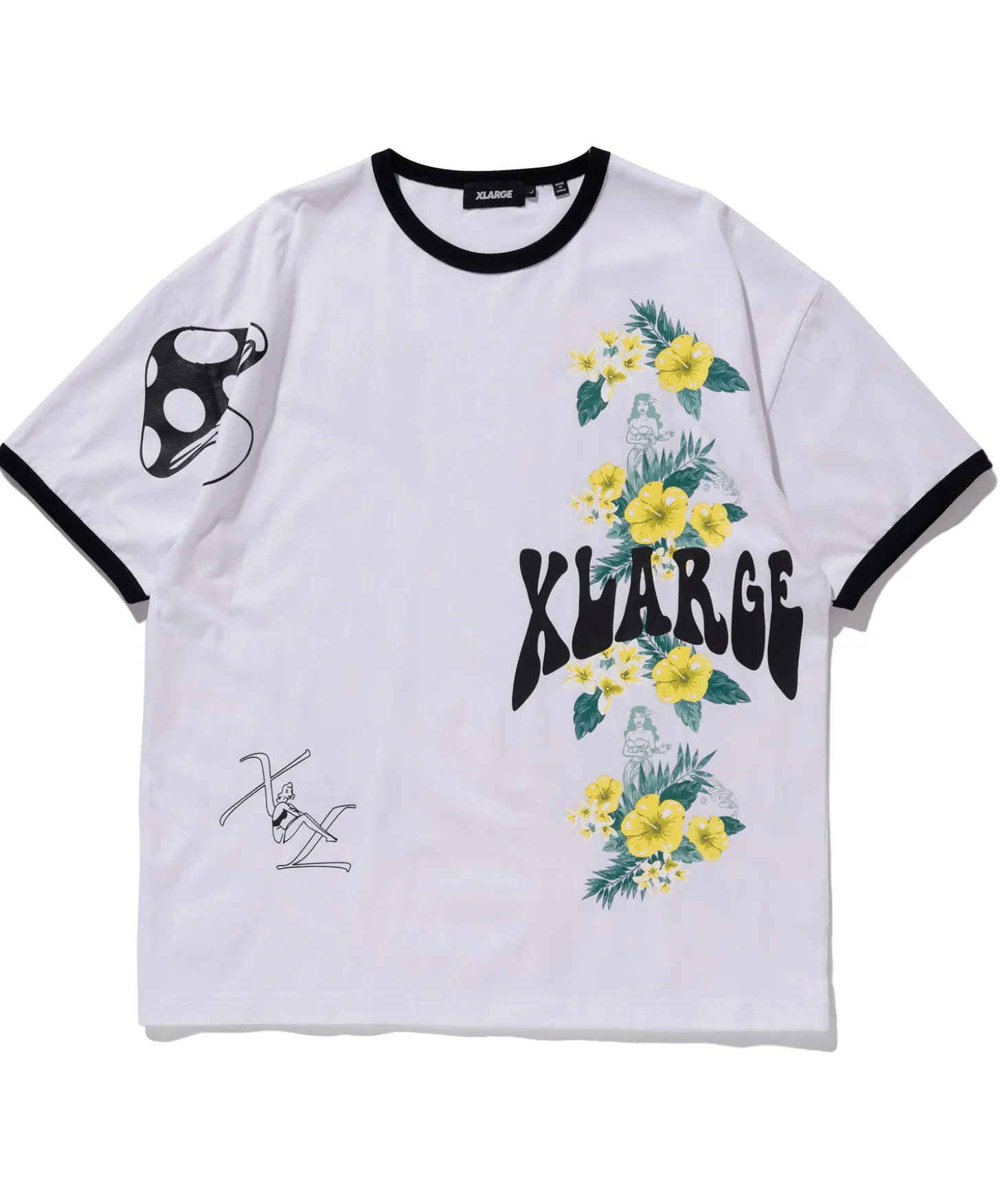 S/S FLORAL PRINT RINGER TEE