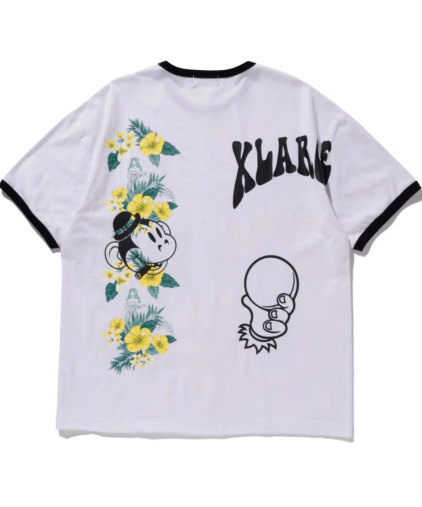 S/S FLORAL PRINT RINGER TEE