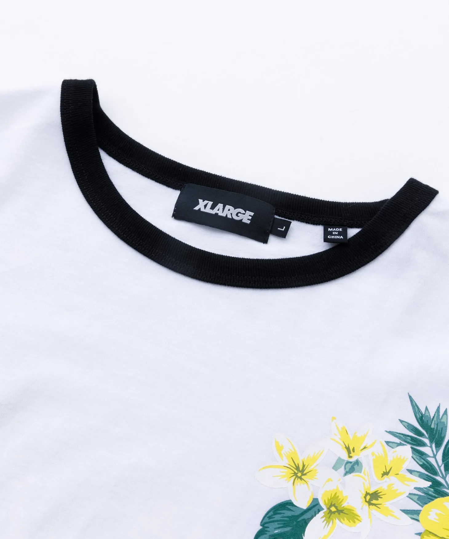 S/S FLORAL PRINT RINGER TEE