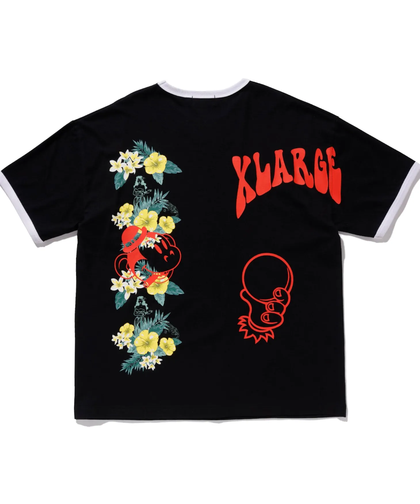 S/S FLORAL PRINT RINGER TEE