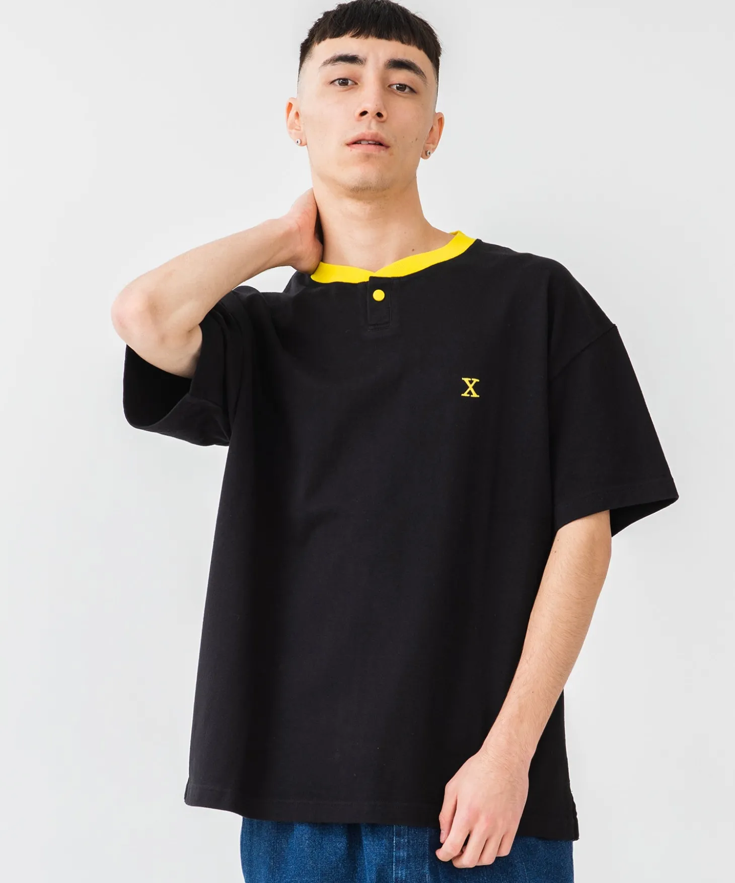 S/S HEAVYWEIGHT HENLEY NECK TEE