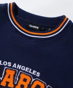 STRIPED SLEEVE TEAM LOGO CREWNECK SWEAT