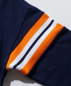 STRIPED SLEEVE TEAM LOGO CREWNECK SWEAT